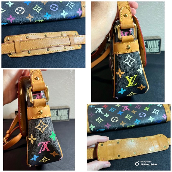 ✨Louis Vuitton✨ Vintage Limited Edition LV Murakami Sologne Saddle Bag Black EUC - Picture 6 of 16